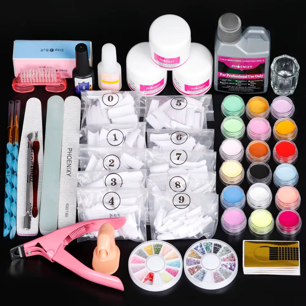 Acrylic Nail Kit for Extension Art Acrylic Powder Glitter Acrylic Liquid Nail Brush Tools Set Professional Kit Full Manicure Kit