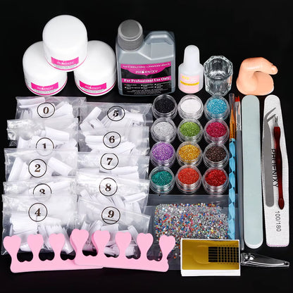 Acrylic Nail Kit for Extension Art Acrylic Powder Glitter Acrylic Liquid Nail Brush Tools Set Professional Kit Full Manicure Kit