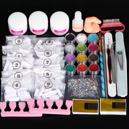 Acrylic Nail Kit for Extension Art Acrylic Powder Glitter Acrylic Liquid Nail Brush Tools Set Professional Kit Full Manicure Kit