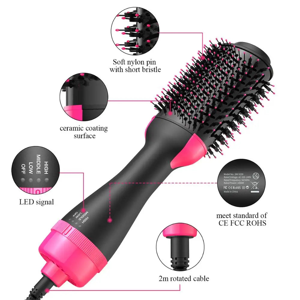 Hair Dryer Hot Air Brush Styler and Volumizer Hair Straightener Curler Comb Roller One Step Electric Ion Blow Dryer Brush